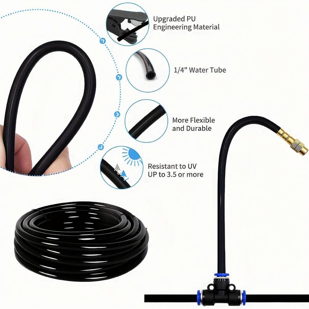 5M 16ft Automatic Drip Irrigation Kit with Adjustable Spray Nozzles Hose Clips and Cutter for Garden Plant Watering System