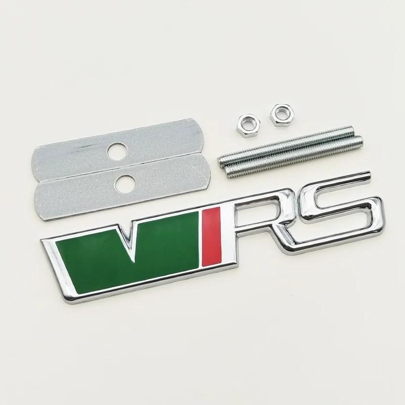 3d Metal RS Logo VRS Car Front Grill Emblem Rear Trunk Badge for Skoda VRS Octavia 1 2 3 Rapid Kodiaq Karoq Fabia Kamiq Superb EH4