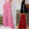 Women's Summer High Waist Sequined Wide Leg Pants - Slimming Solid Color Fashion