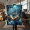Glowing Books  Print Flannel Blanket, High Quality Comfortable for All Seasons, Home Decor, Warmth and Comfort