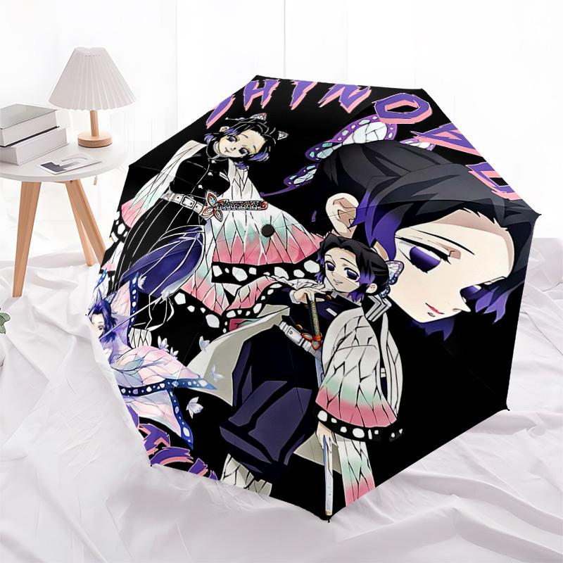 1pc Shinobu Kotcho Anime Characters Automatic Folding Umbrella, Portable 3-Fold Design with Iron Frame, Outdoor for Fans, Travelers, Everyday Use, Per