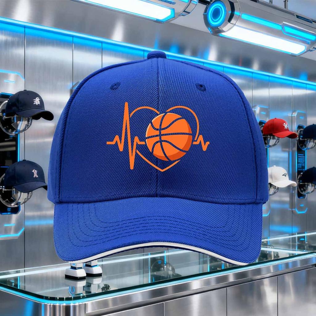 Basketball Heartbeat EKG Love Graphic Baseball Cap Polyester Adjustable Sports Outdoor Cap