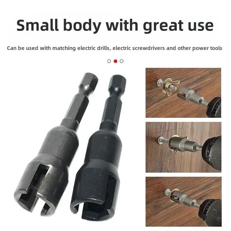 1pc Natural Slotted Butterfly Hole Socket Wrench 65mm Hexagonal Handle Electric Screwdriver Wing Nut Socket Tool
