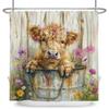 Fresh Pastoral Style Bathroom Shower Curtains Sunflower Calf Bathtub Bathroom Waterproof Curtain With Hooks Polyester Curtains