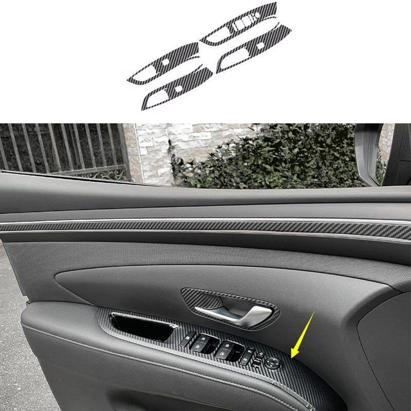 Carbon Fiber 2022-2023 Switch Panel Sticker For Hyundai Tucson Door Window Lift