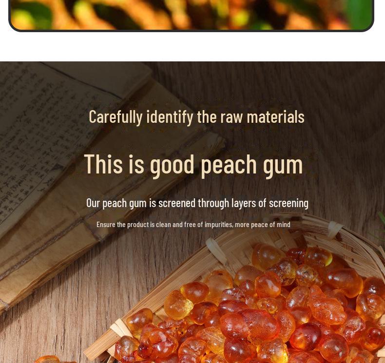 Hand-Picked Edible Peach Gum - Large Particles, Impurity-Free Dry Goods