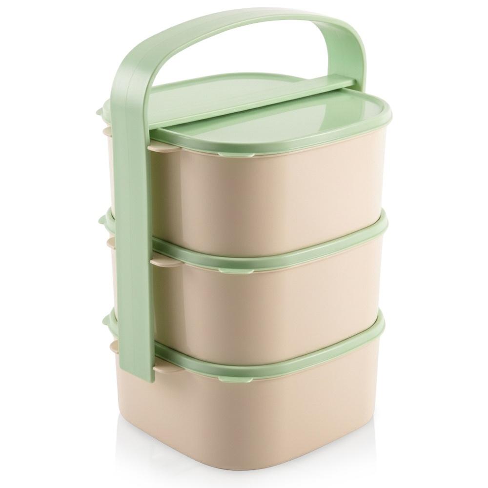 SuperMerchantEU Kunststoff 3-stöckige Brotdose 3x1, 15 L