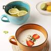 Ciotola da Colazione in Ceramica 700ml Tazza da Zuppa con Coperchio e Cucchiaio Adatta a Microonde e Forno Ciotola da Zuppa di Grande Capacità per Farina d'Avena Noodles