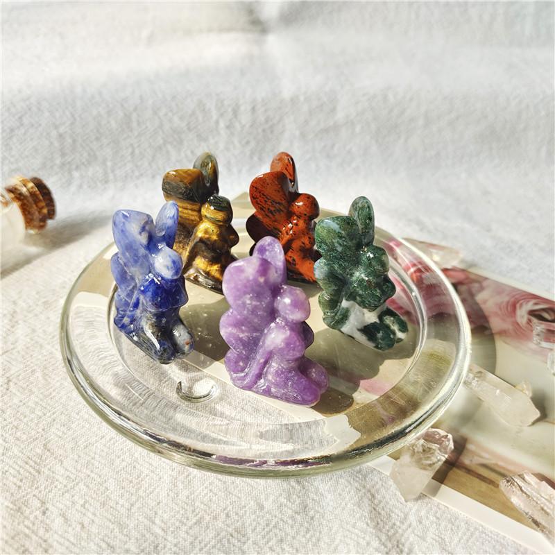 Butterfly Fairy Statue Natural Stone Crystal Carved Reiki Healing Mini Figurine Gemstone Crafts Home Gem Decoration Gifts