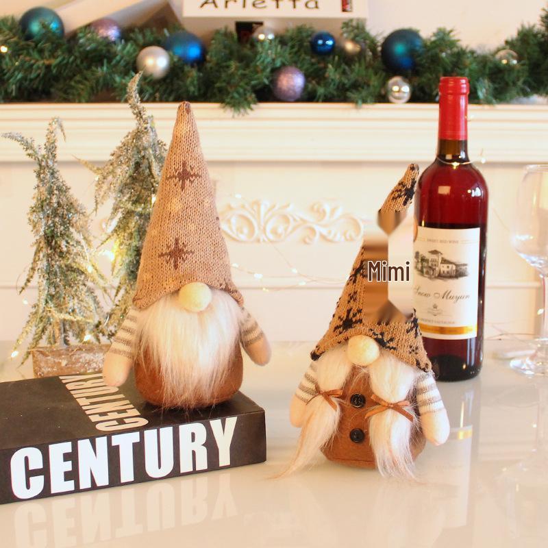 Christmas Decorations: Rudolph Doll, Knitted Snowflake Hat, Faceless Doll