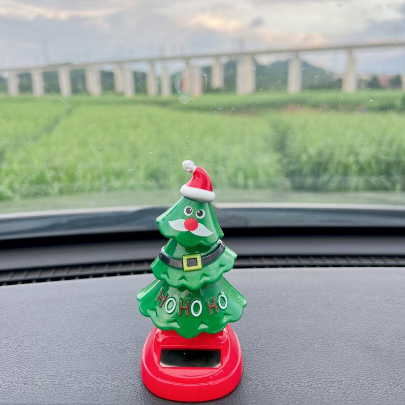 Christmas Car Ornament 2025 2026 Solar Dancing Christmas Tree Novelty Moving Christmas Tree New Arrival For Car Dashboard