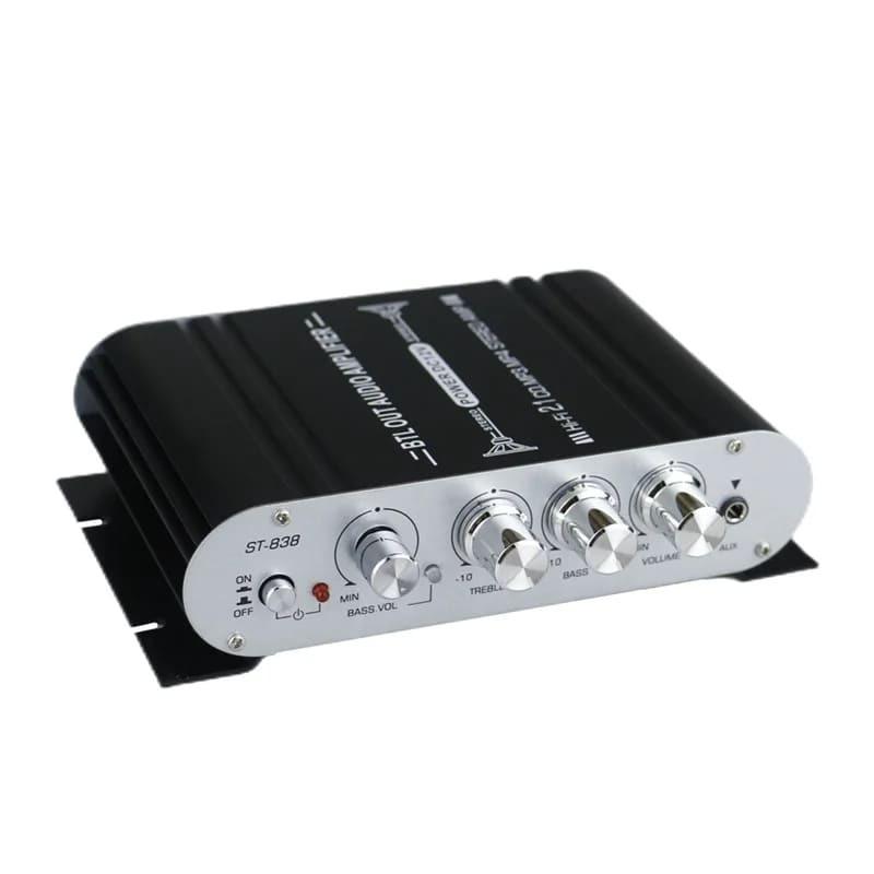 ST-838 HiFi 2.1 Channel Power Amplifier Stereo Bass Sound Amp RMS 20Wx2+40W Class D Mini Media Player MP3 Car Black Home Amplify