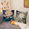Beautiful Lotus In Summer Pillow Case Silky Short Plush With Invisible Zipper Dustproof Sofa Cushion Cover For Home Decor
