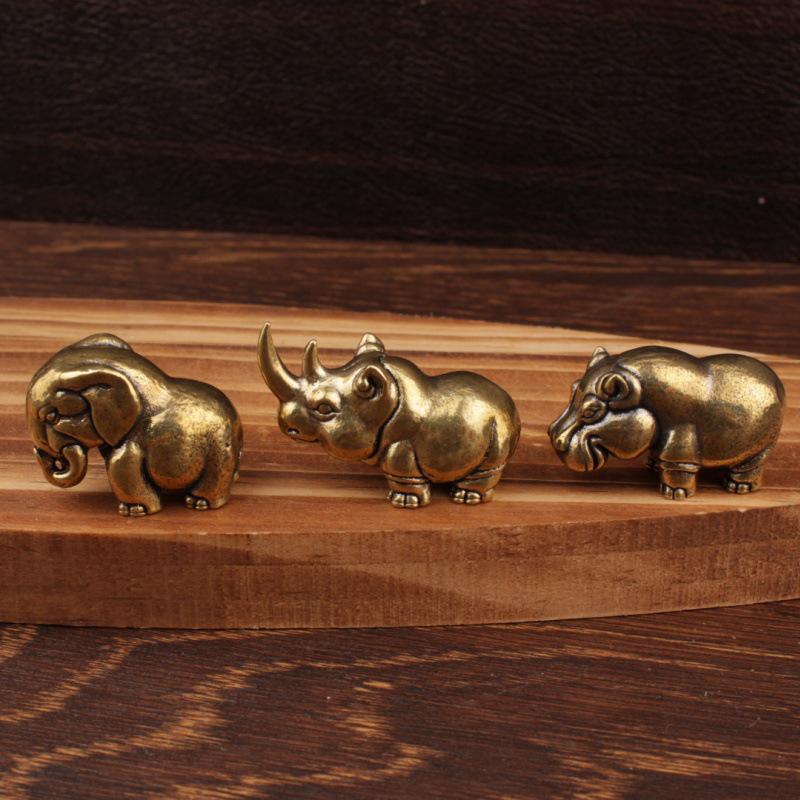 Retro Copper Hippopotamus Desktop Ornament 1Pc Solid Animal Sculpture for Home Office Shelf Decor Gift for Friends
