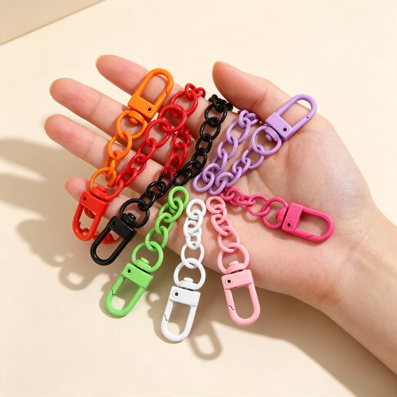 10Pcs Lobster Clasp Spring Buckle With Chains Colored Keychains For Diy Jewelry Making Key Ring Hooks Bags Buckle