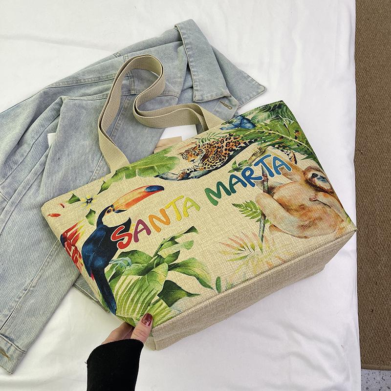 Large Capacity Linen Bag for Women New Commuting Tote Bag for Women Ins Fashion One-shoulder Linen Bag