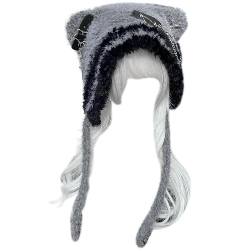 

Warm Bear Hats with Unique Star Pattern Adjustable Durability Women Hats for Winter Leisure and Adventure чорний/сірий колір