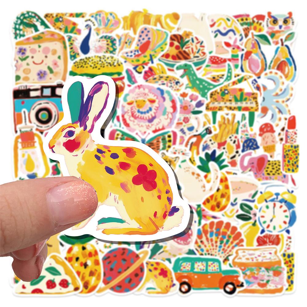 10/30/50pcs Colorful Illustration Graffiti Sticker Cute Animals Cartoon Decal DIY Laptop Journal Notebook Aesthetic  Sticker Pac