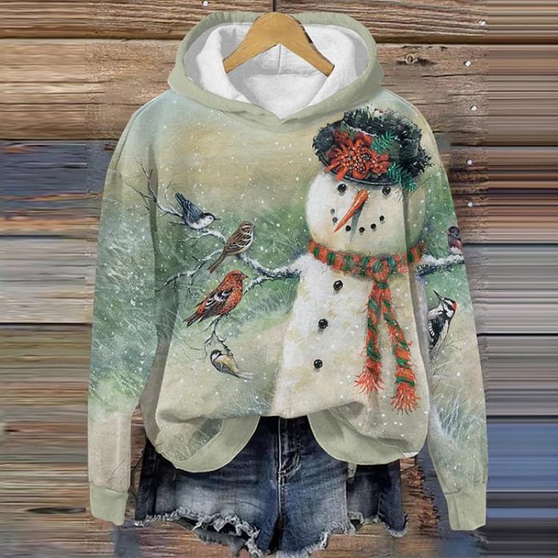 Amazon Cross-border Independent Site 3D Digital Print Women's Hoodie, Christmas Pattern Cap, Sweatshirt, Autumn Top
