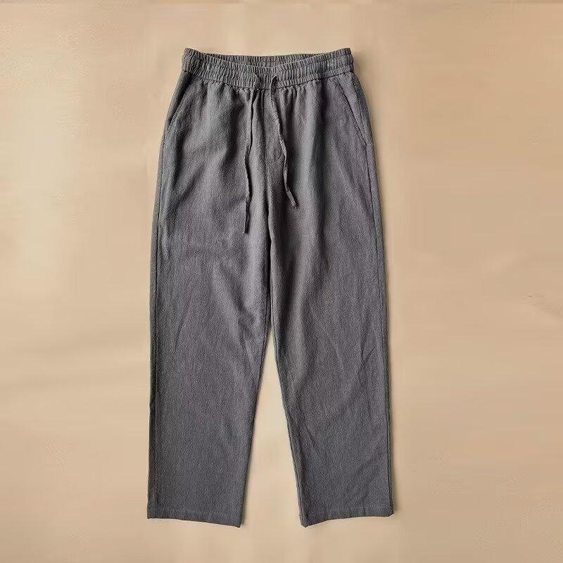 Men Casual Lightweight Loose Wide Leg Straight Long Trousers