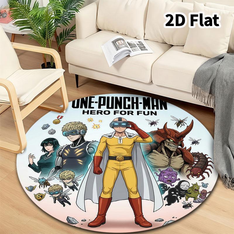 Onepunch Man Round Area Rug Carpet Rug For Living Room Bedroom Sofa Playroom Decor Nonslip Floor Mat