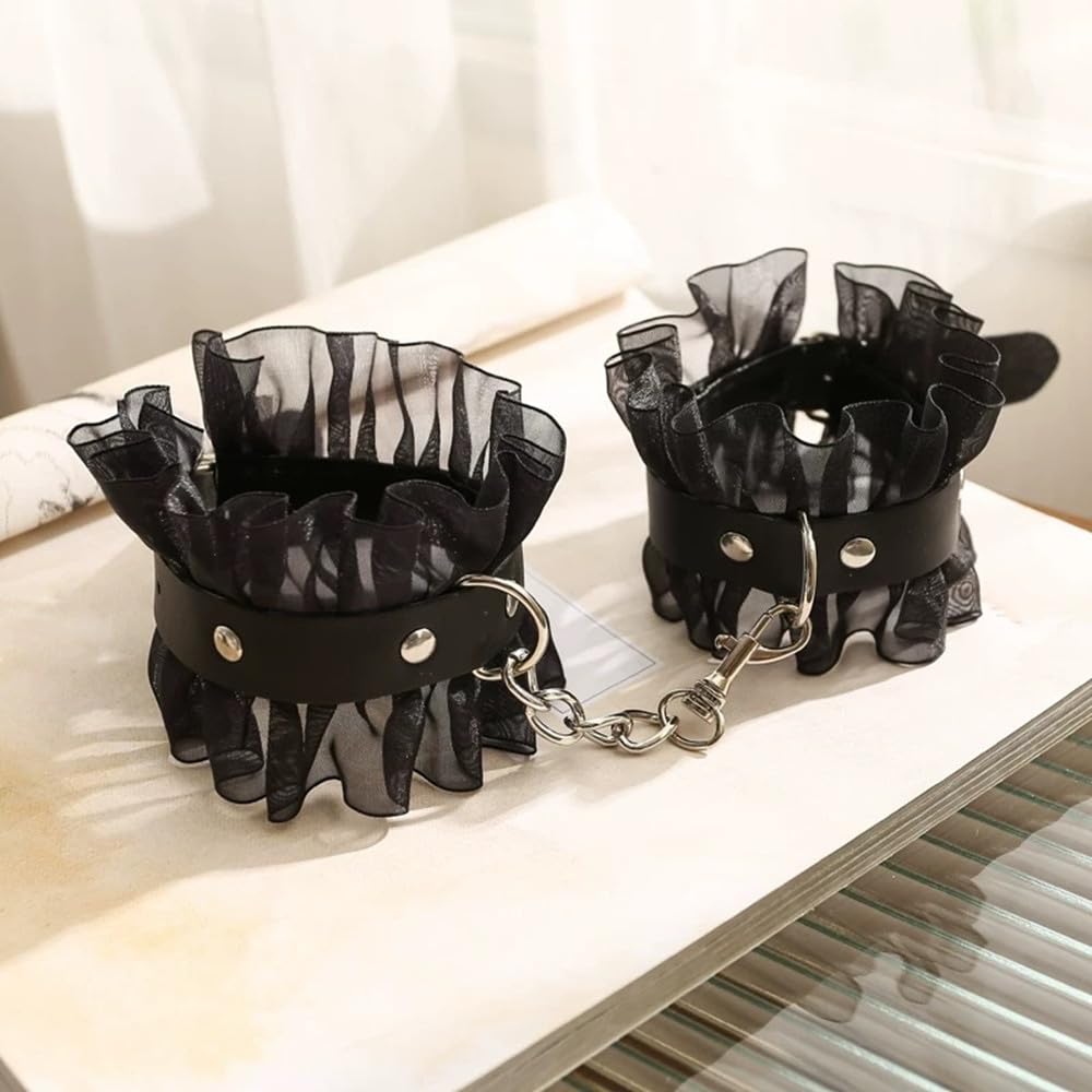 BAOQISHAN Sm Handcuffs with Lace Eye Adult SM Leg Lace Easy To Sm Play Mask, Goods, Restraints, Goods, Painless, Adjustable, Handcuffs, Cuffs,
