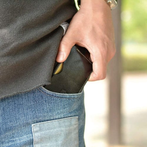 VanNuys Vintage Oiled Leather Compact Double-Sided Card Case (Vintage Black)