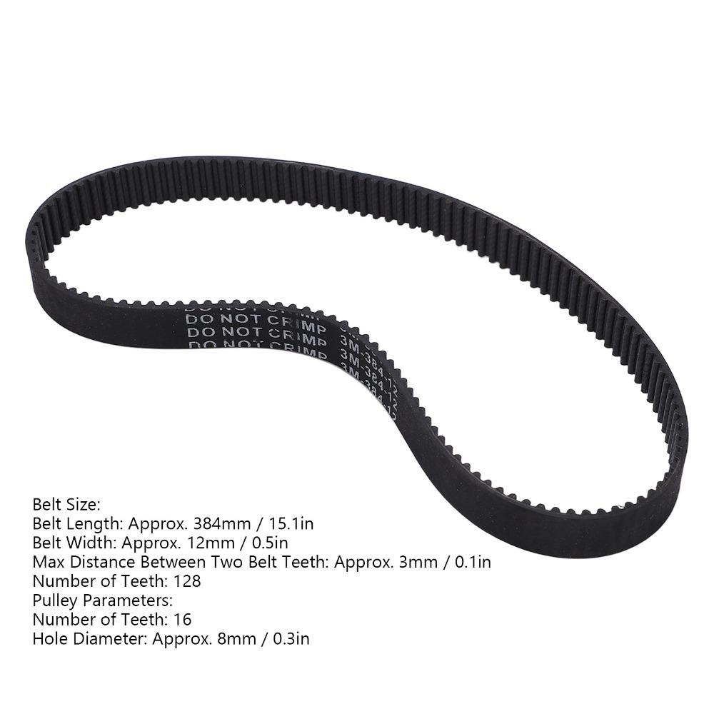 16T 8mm Drive Belt Rubber Synchronous Belt Durable Closed Loop Pulley Belt E-Bike Scooter