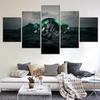 5 Pieces Canvas Wall Arts Poster Painting Polyscape Abstract Nature Sea Mountain Wallpaper Picture Print For Living Room Mural
