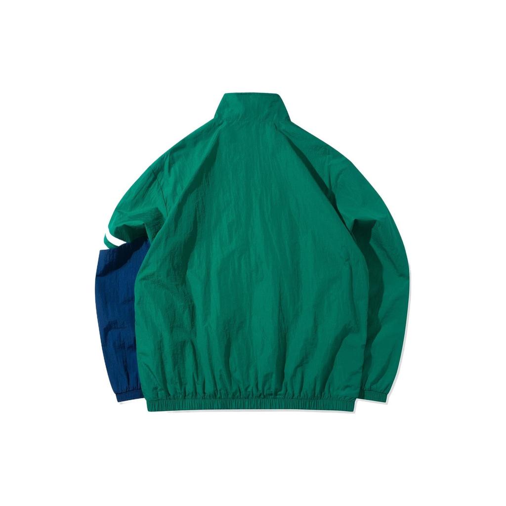 Li Ning Sports Fashion Series Color Block Logo Loose Stand Collar Jacket Autumn Unisex Jacket Green AJDQ036-5