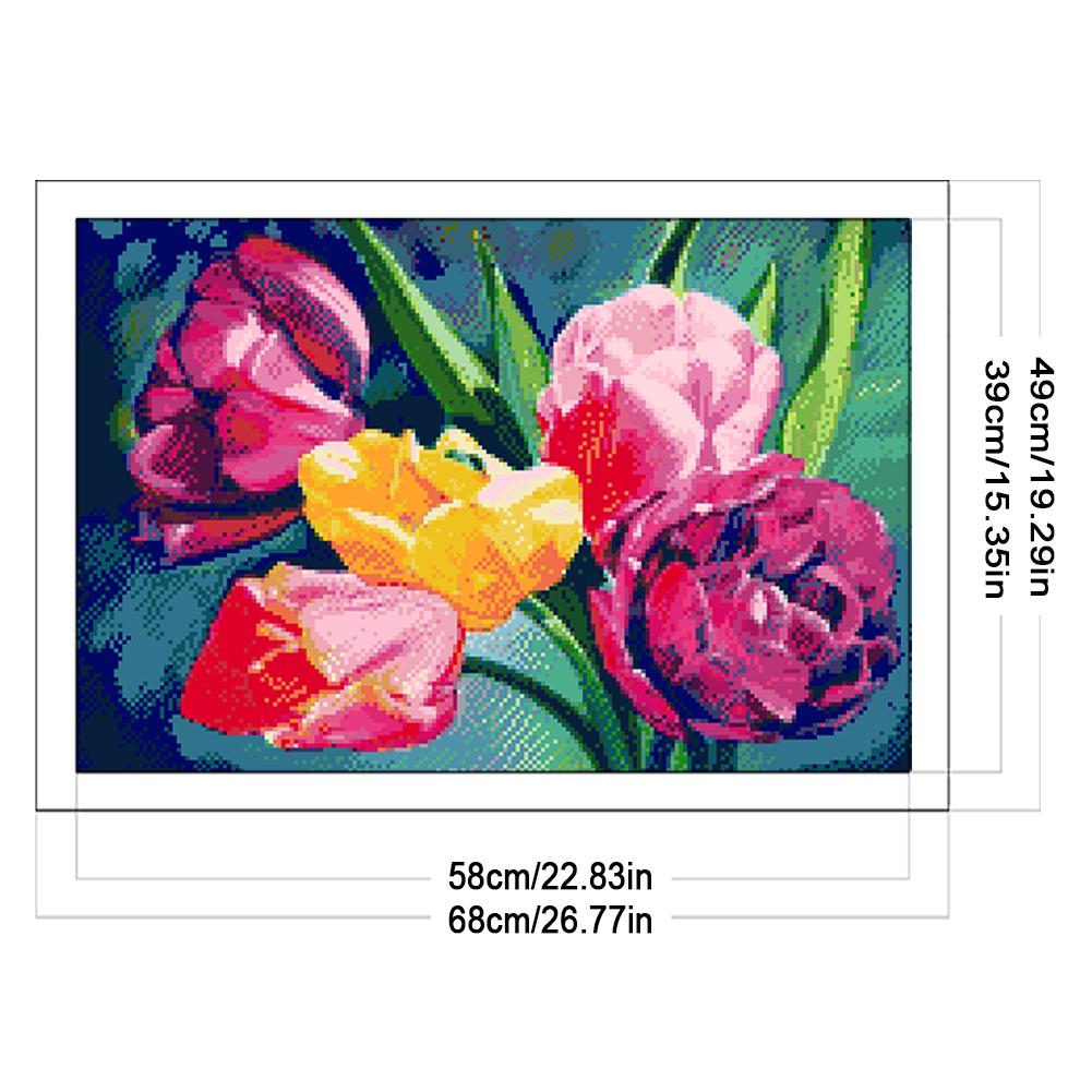 Full Embroidery Beaded Flower 9CT DIY Beadwork Kit for Living Room Home Decor