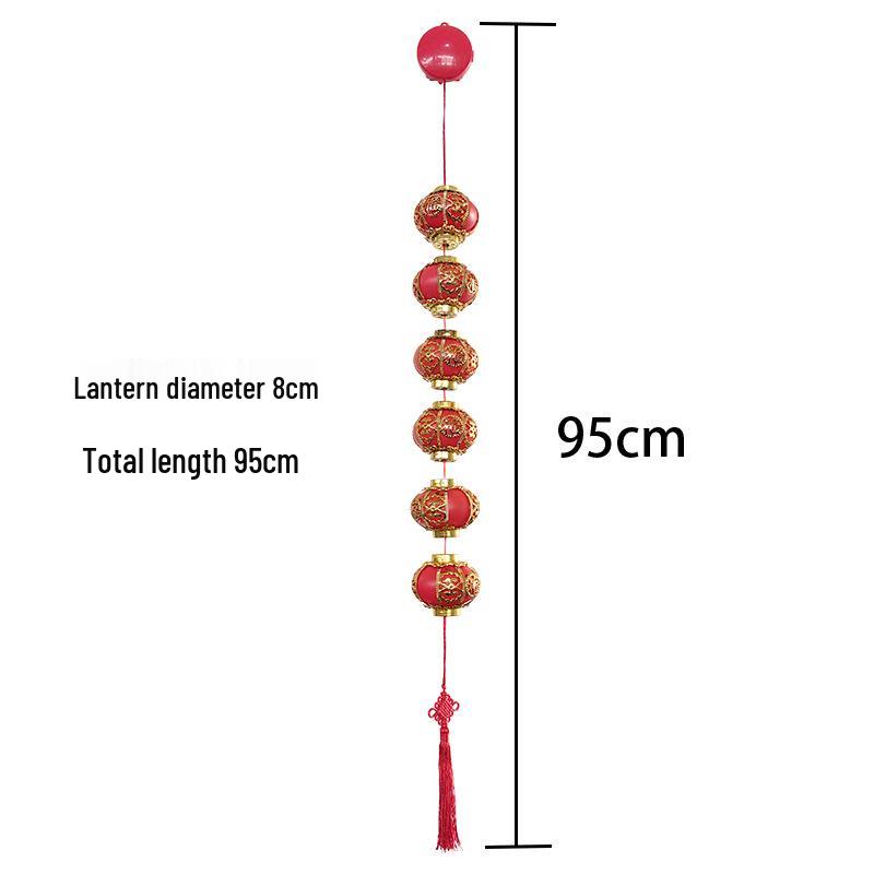 Spring Festival LED Lantern String Lights – Five Blessings Courtyard Decoration High-grade gold-edged lantern (steady-on)
