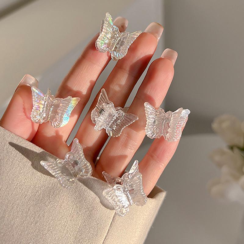 10Pcs Mini Hair Clip Claw Lady Girls Braided Butterfly Clip Transparent Headwear