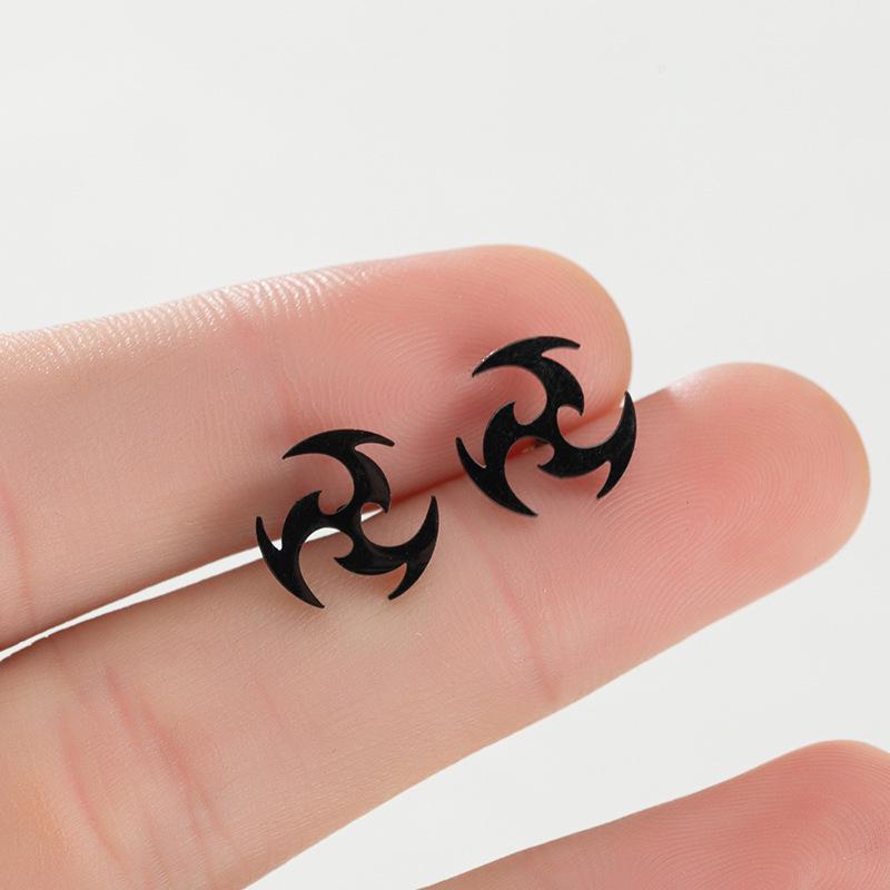 Unisex Stainless Steel Punk Musical Note Earrings with Whirlwind Design