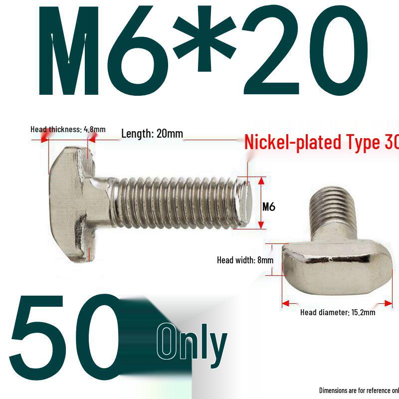 304 Stainless Steel T-Slot T-Head Bolt for Aluminum Profiles (20/30/40/45)