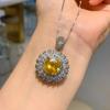 Jewelry Style Retro Imitation Yellow Diamond Square Luxury Inlaid Pendant Earrings Ring Jewelry Set