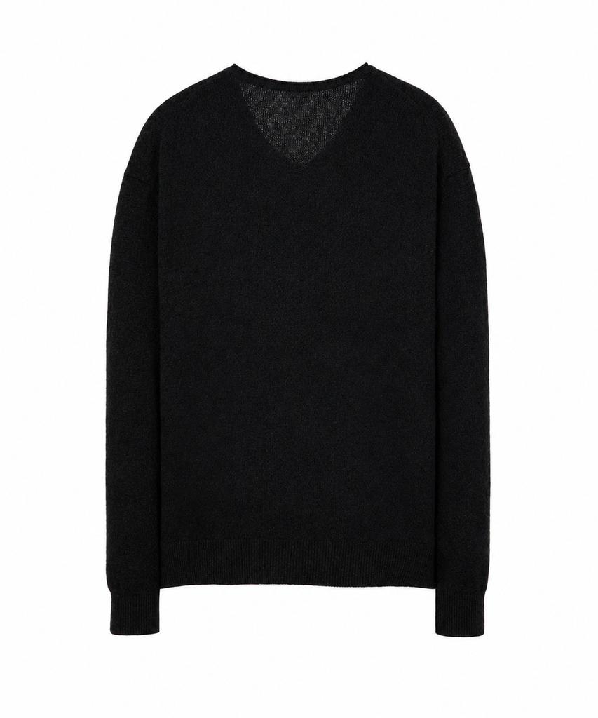 IL CORSO Lambswool Roll-Up V-Neck Knit Black
