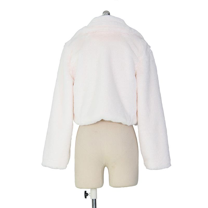 Damen Lässig Einfarbig Kunstpelzmäntel Herbst Winter Langärmliger Revers Kurzjacke Mode Flauschiger Übermantel