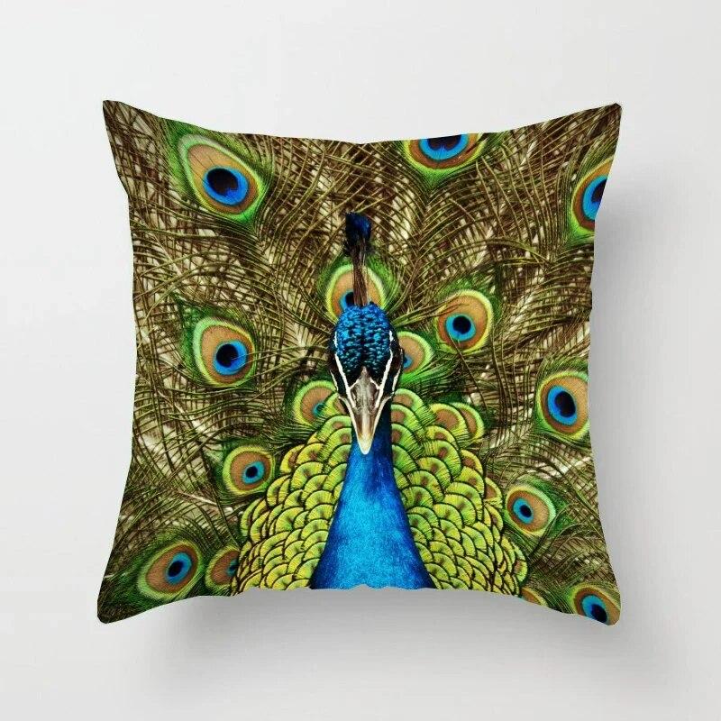 45*45cm Creative Peacock Feather Series Pillowcase Art Life Home Decoration Sofa Office Seat Waist Cushion  Cover