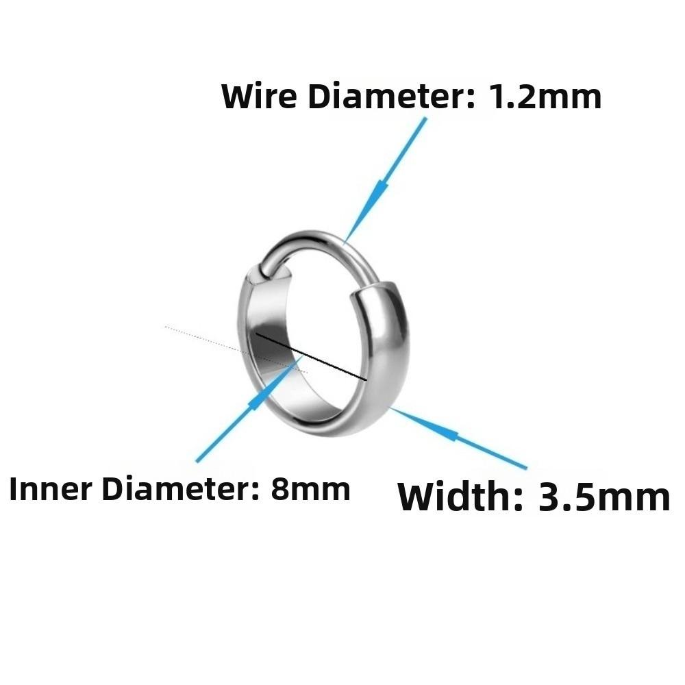 Round Titanium Hoop Earring Silver Earlobe Piercing Jewelry Punk Cartilage Circle Earring  Women
