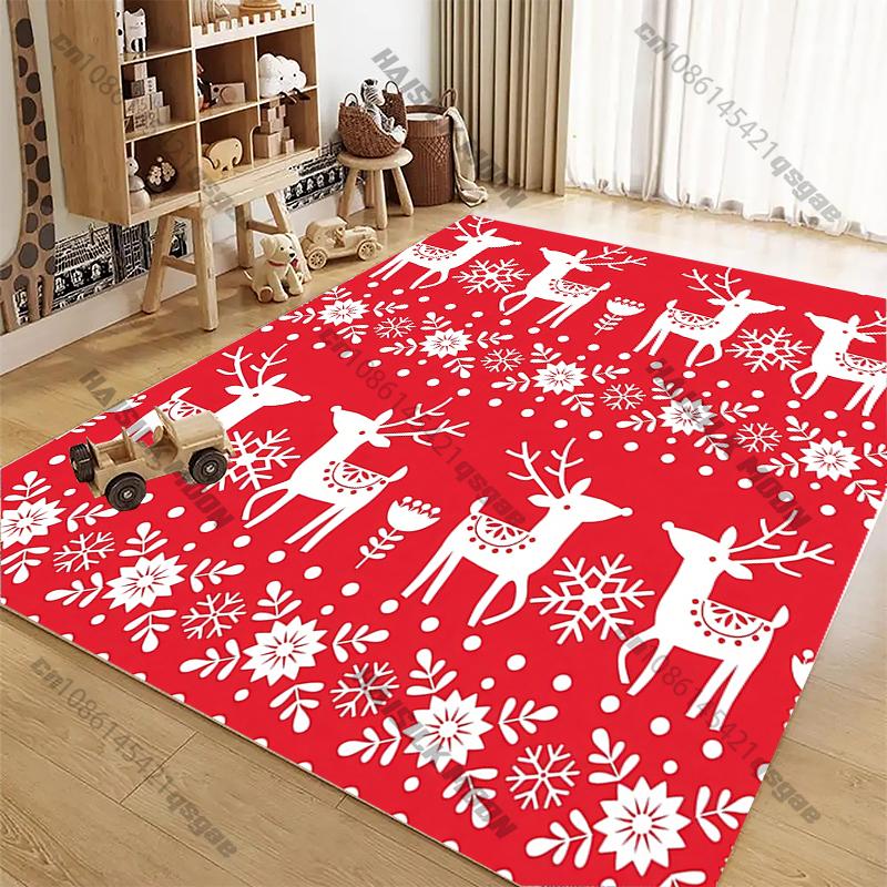 

Christmas Deer Pattern Rug for Bedroom LivingRoom Red Carpet for Kitchen Floor Mats Home Decor Non-Slip Floor Rug Christmas Gift 40x60cm (16x24in)