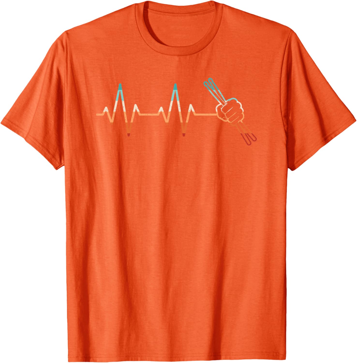 Drummer Heartbeat Electrocardiogram Graphic Tee Vintage Retro Drummer Lover Casual T-Shirt 4XL
