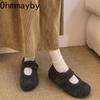 Autumn Woolen Fabric Women Flats Shoes Comfort Soft Sole Mary Jane Shoes Warm Cotton Outdoor Shoes For Winter