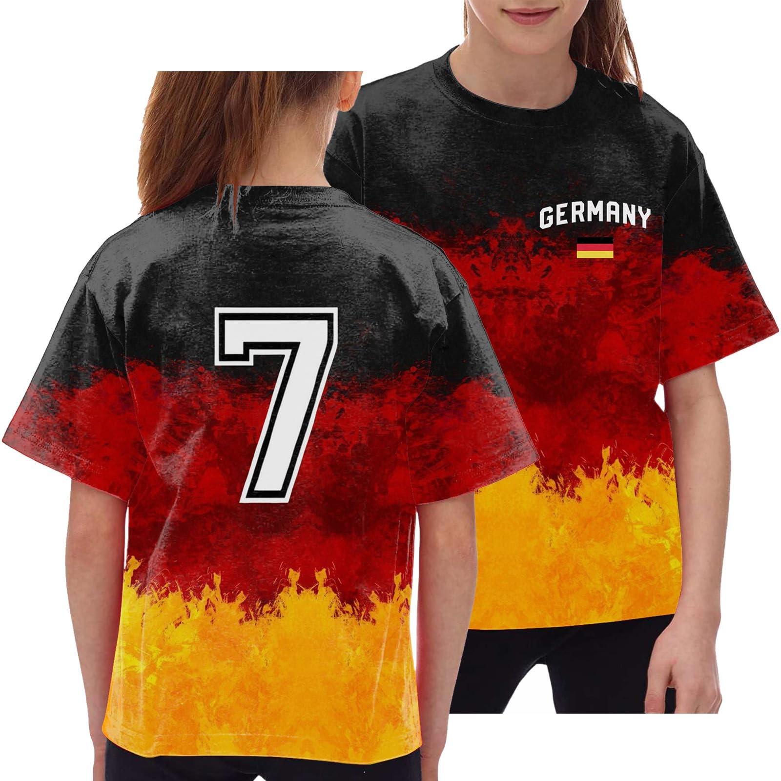 Детская футболка с немецким принтом. Детский свободный повседневный топ с короткими — фото 5