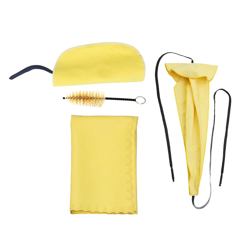 4Pcs Sax Mouthpiece Brush Kit Lightweight Portable Reliable Wiping Cloth Saxophone Cleaning Set for Sax Yellow