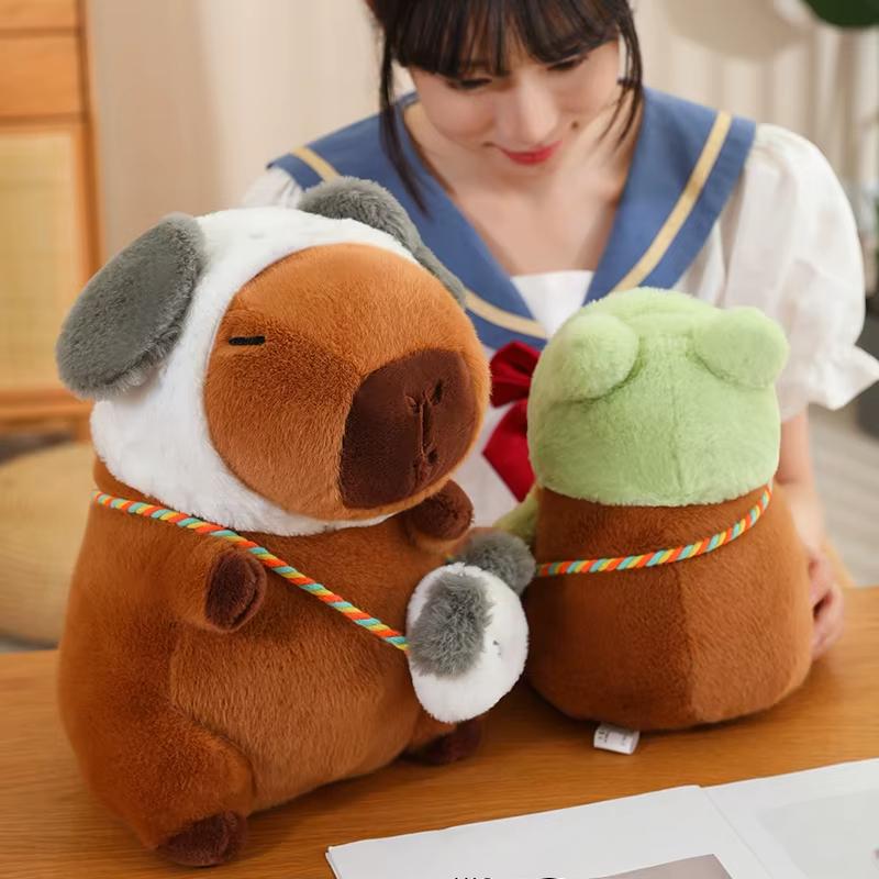 25-50cm Animal Transforms Into Capybaras Frog Rabbit Dinosaur Dog Super Soft Dolls Sofa Cushion for Girls Boys Christmas Decor