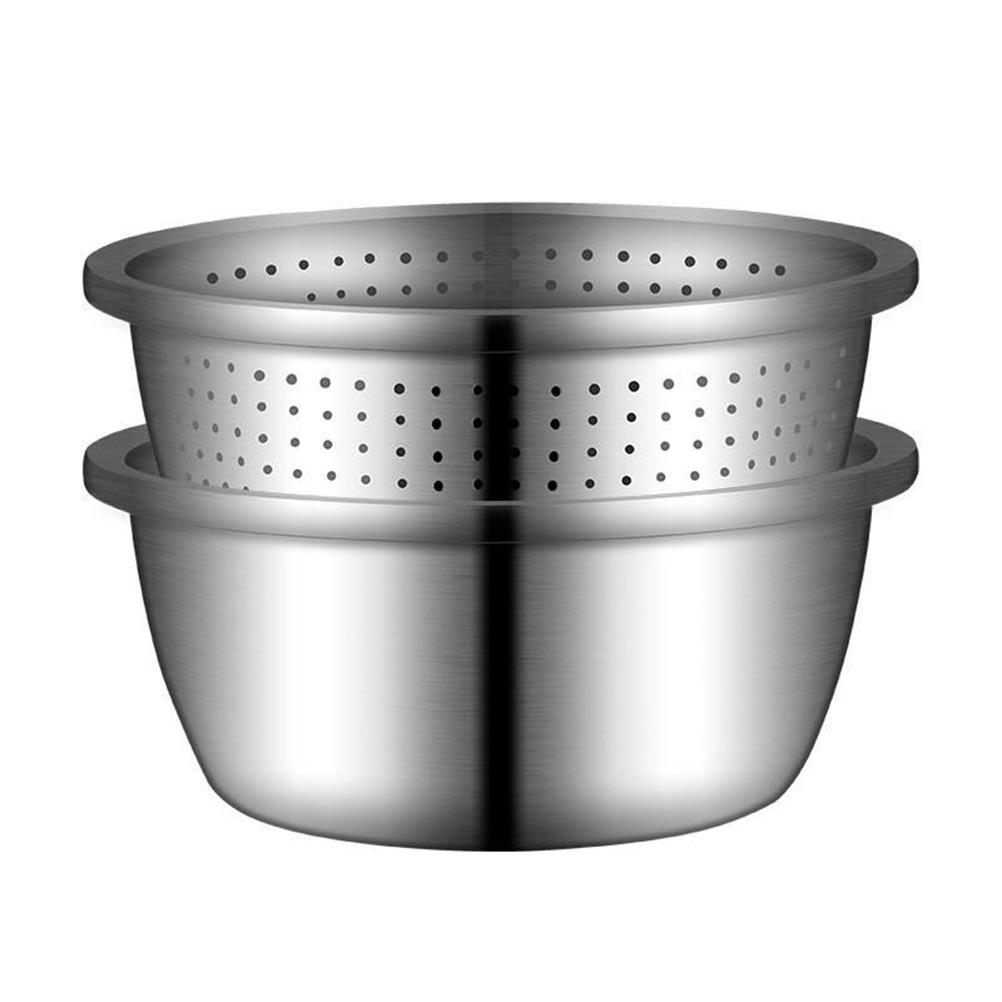 Stainless Steel Drain Bowl 22Cm Fruit Vegetable Washing Basket Kitchen Food Draining Tool Dishwasher Safe Outdoor