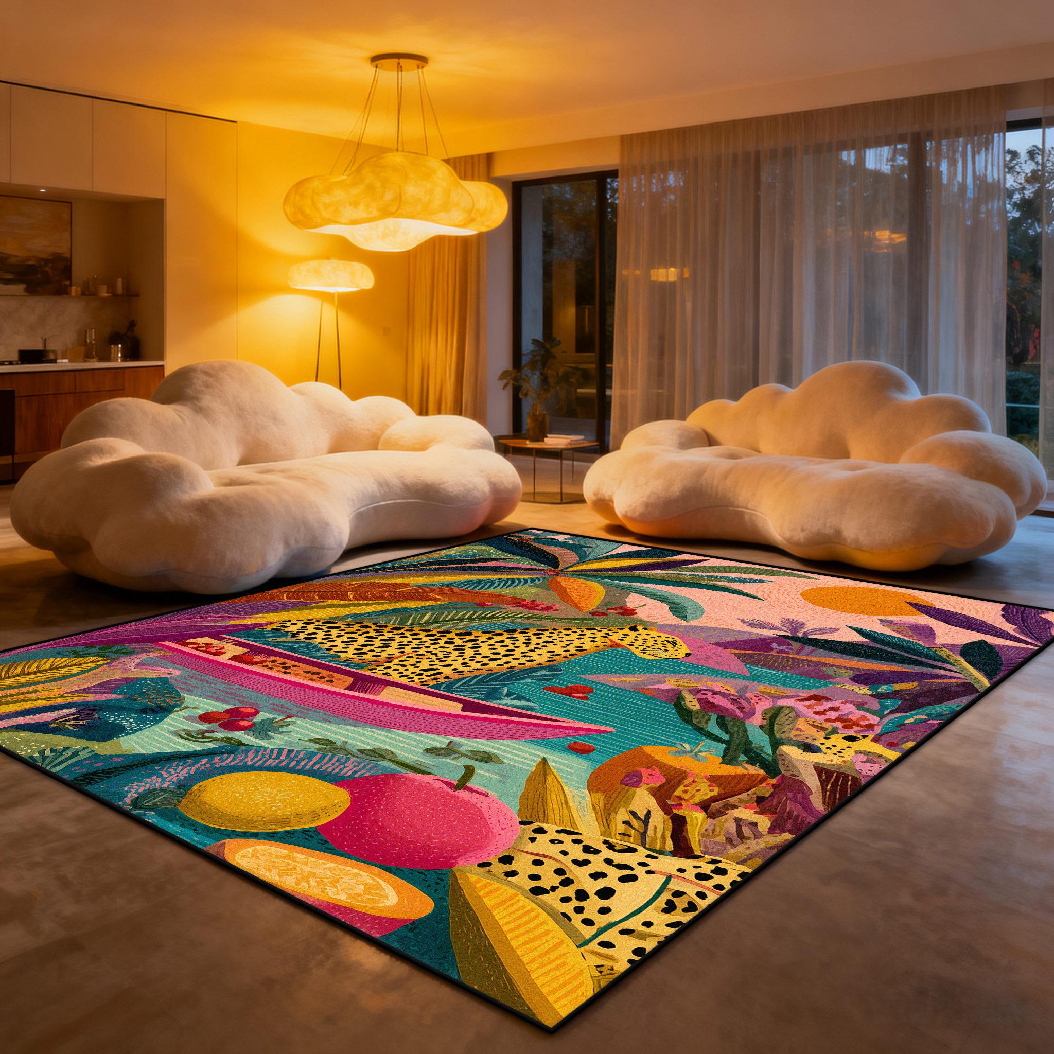 

Modern Colorful Art Painting Living Room Carpet Balcony Decoration Aesthetic Easy Clean Rug Short Velvet Antiskid Cute Sofa Mat 60x90cm