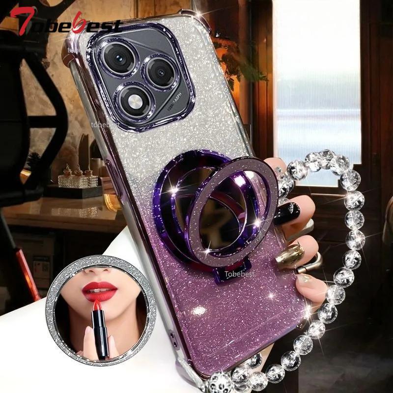 Brățară Cristal cu Placare Sclipitoare Rezistentă la Șocuri Suport de Telefon Oglindă Magsafe Husă pentru Huawei Honor 400 Lite 300 Ultra Pro