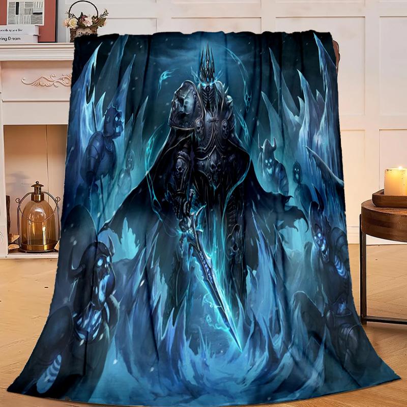 1PC Game Warcraft Darkness Warrior Flannel Blanket Gift, Suitable for Both Men And Women, Soft Ideal for Beds And Sofa, Birthday Or Christmas Gift